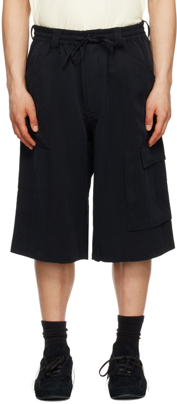 Photo: Y-3 Black Crinkled Shorts