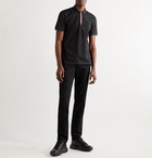 ALEXANDER MCQUEEN - Slim-Fit Logo-Print Webbing-Trimmed Cotton-Piqué Polo Shirt - Black