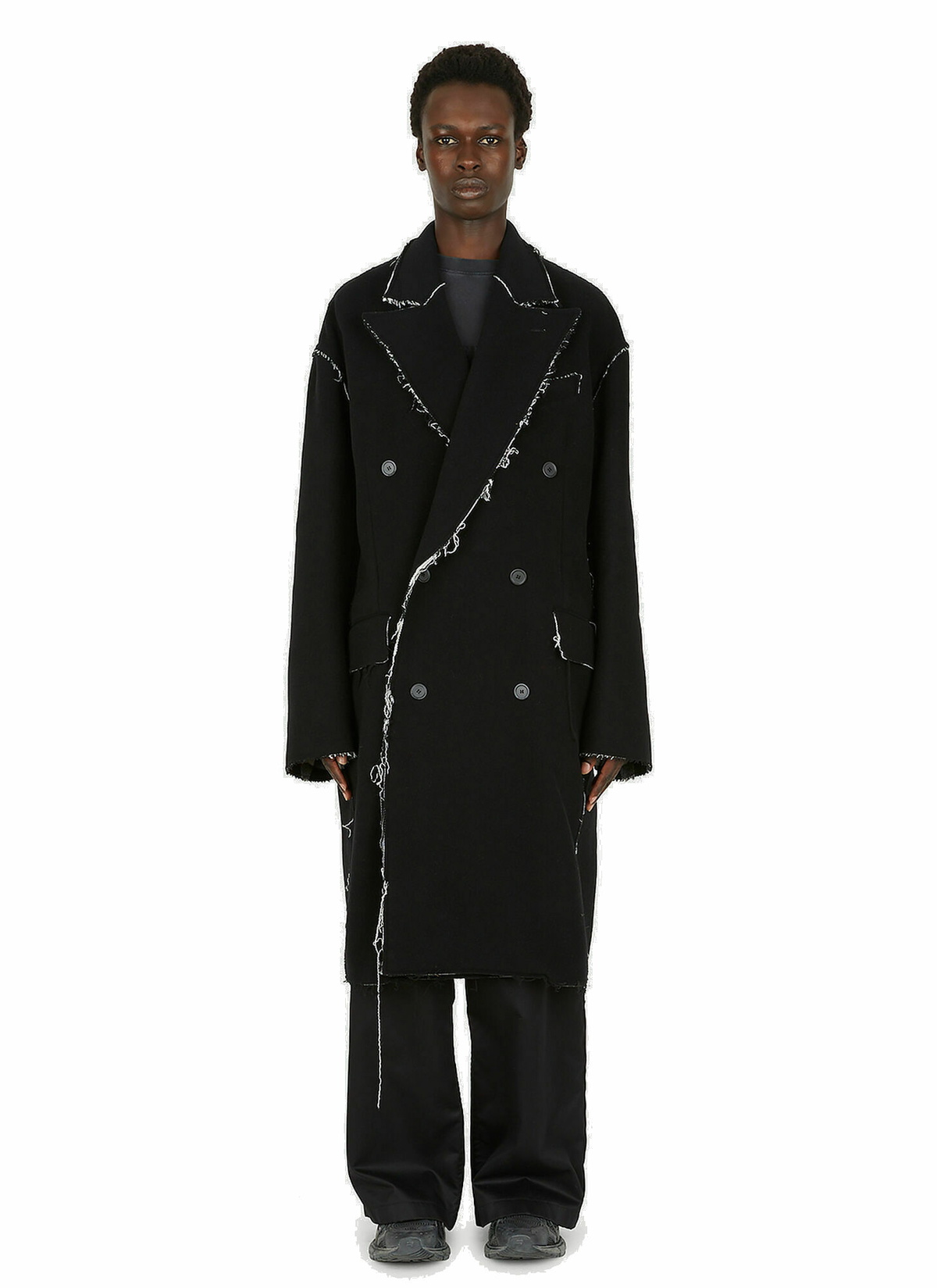 Raw Edge Coat in Black Balenciaga