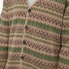 Beams Plus Men's Fair Isle Jaquard Cardigan in Beige