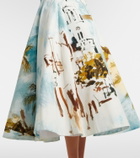 Oscar de la Renta Printed cotton-blend poplin midi dress