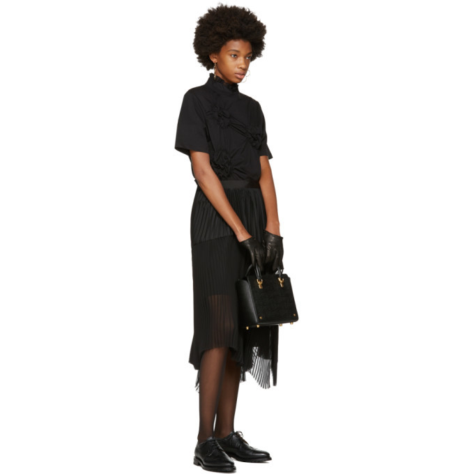 Simone Rocha Black Smocked Flower T-Shirt Simone Rocha