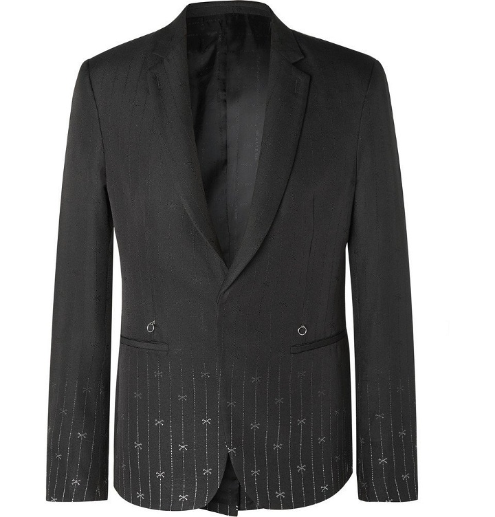 Photo: 1017 ALYX 9SM - Black Slim-Fit Silk and Wool-Blend Jacquard Suit Jacket - Black