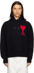 AMI Paris Black Ami De Cœur Hoodie