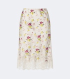 Dôen Elowette lace-trimmed silk satin midi skirt