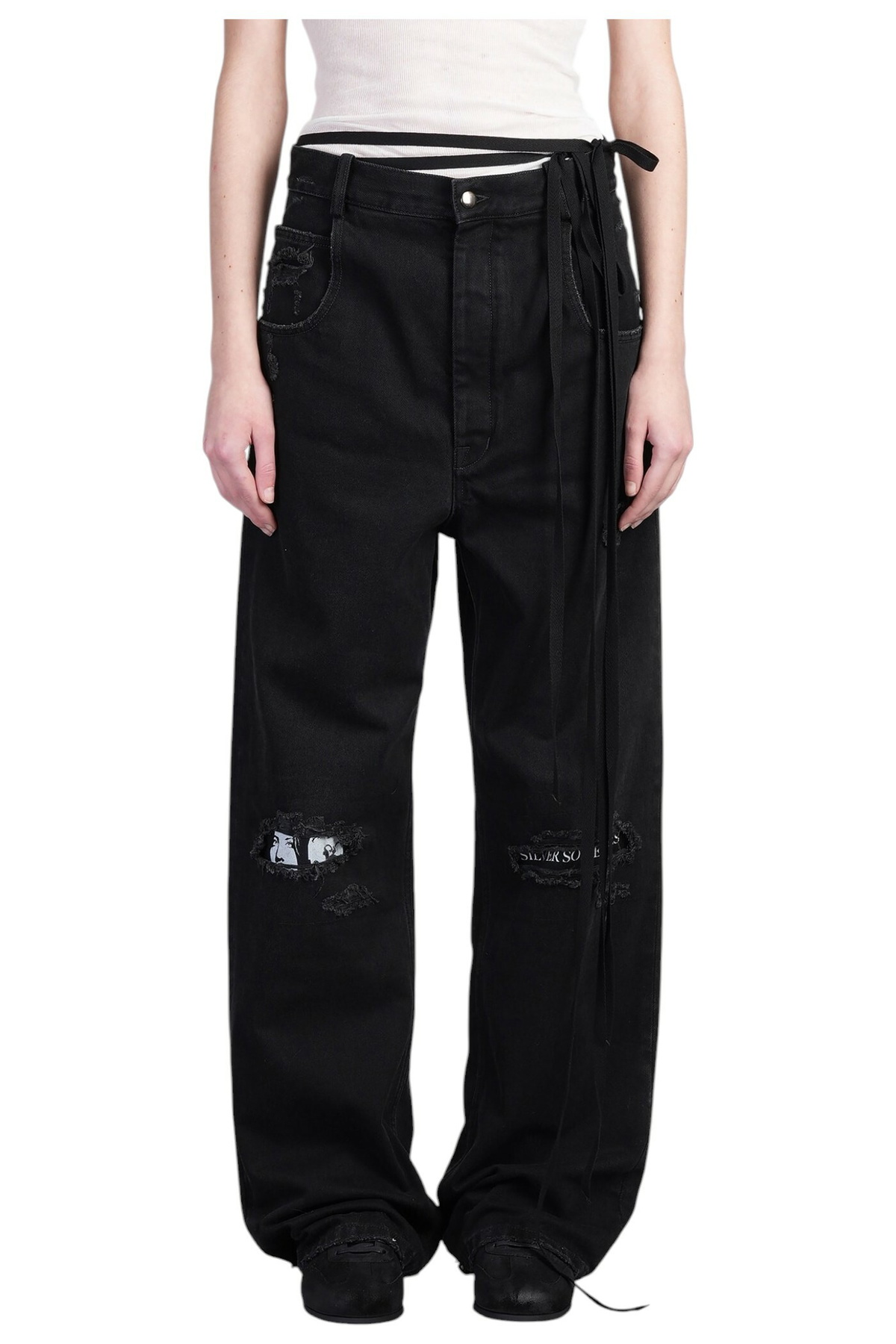 【Ann Demeulemeester】 Dorotheeワイドレッグコットンキャンバ Ann Demeulemeester - Dorothee wide-leg cotton canvas pants