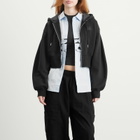 Air Jordan Women's Flight Fleece Crop Hoodie in Black/Smoke Grey