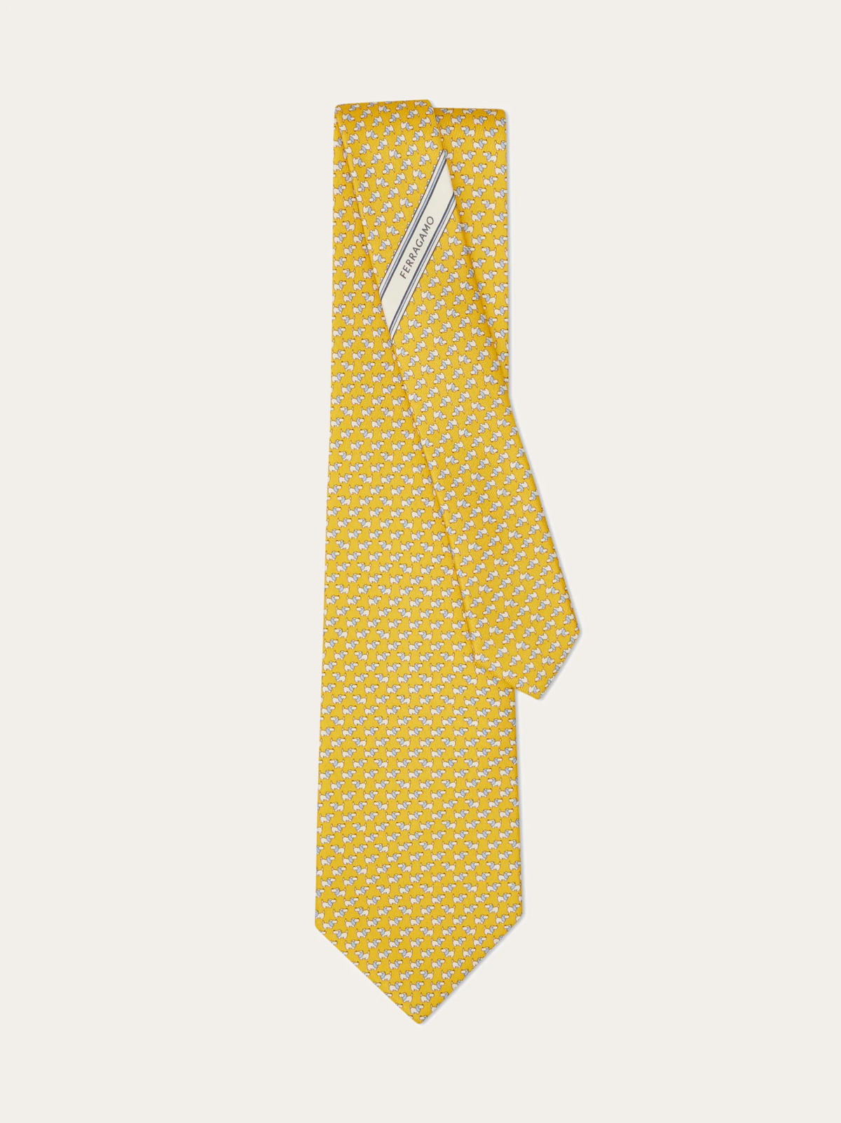 Ferragamo Mens Dylan print silk tie in Yellow
