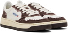AUTRY White & Brown Medalist Low Sneakers