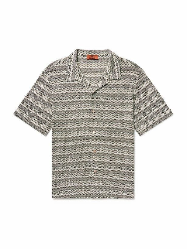 Photo: Missoni - Camp-Collar Striped Knitted Shirt - Green
