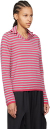 Comme des Garçons Girl Pink & Gray Striped Sweater