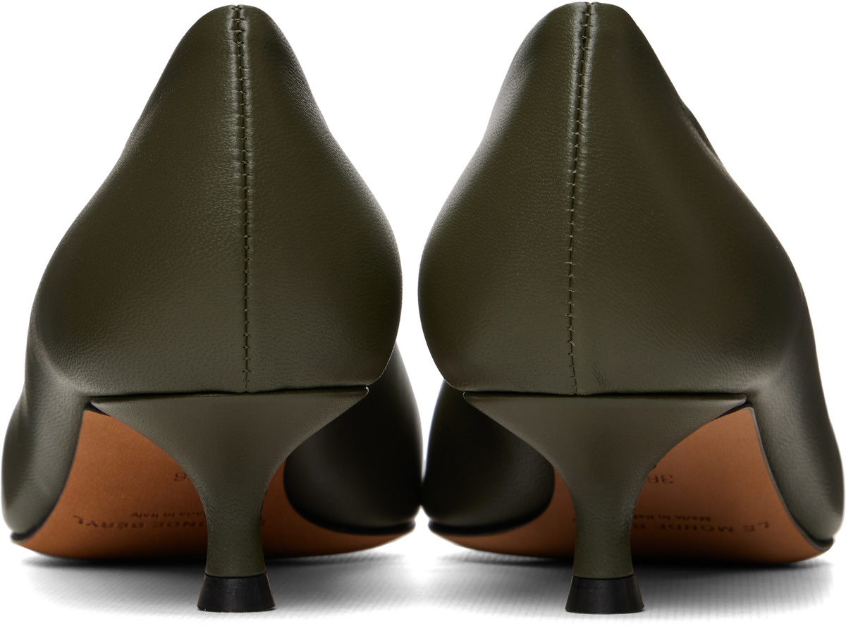 Le Monde Beryl Khaki Babouche Kitten Heels
