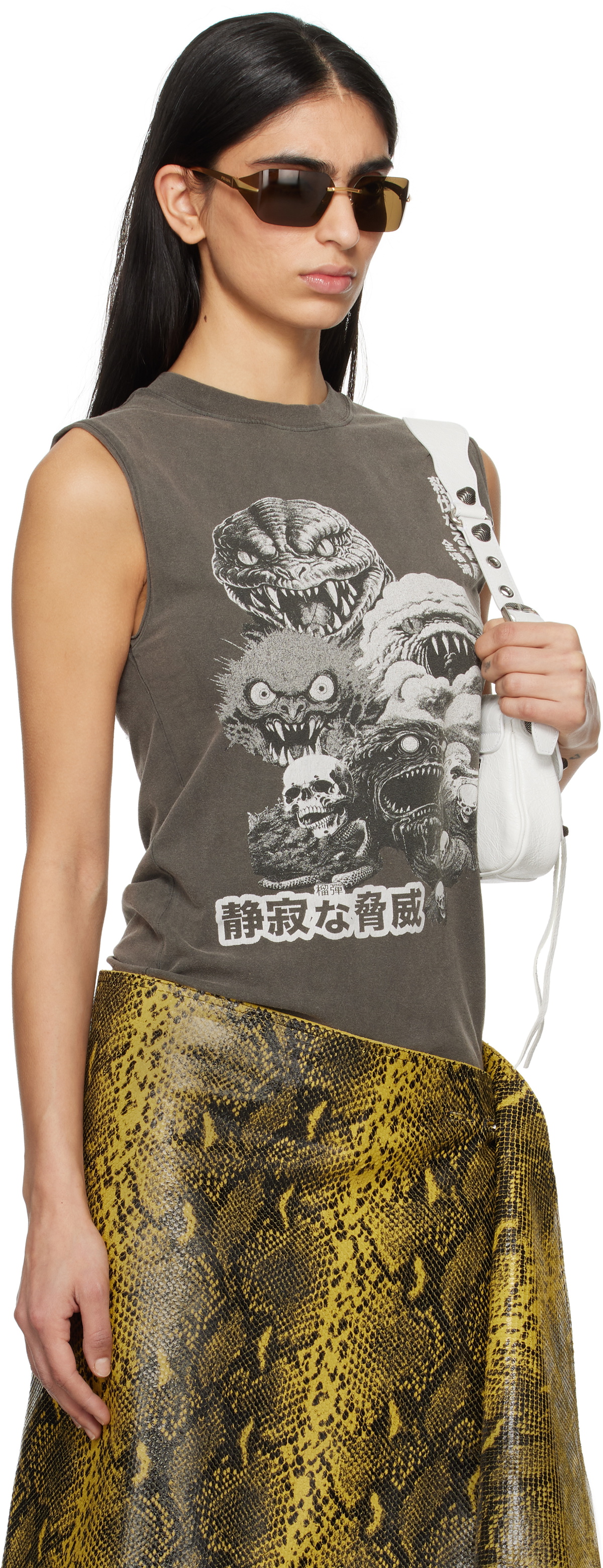 LU'U DAN Gray Sleeveless T-shirt