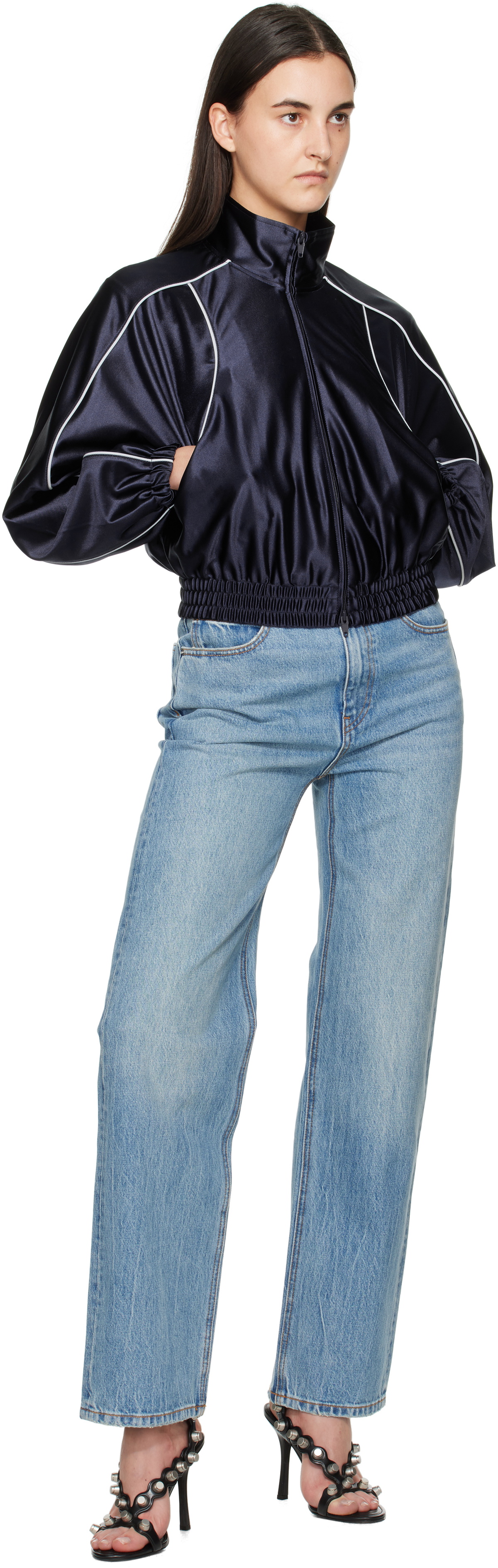 ジャケット・アウター T by Alexander Wang navy wool coat XS alexanderwang.t Navy Deconstructed Track Jacket alexanderwang.t