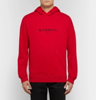 Givenchy - Distressed Logo-Print Loopback Cotton-Jersey Hoodie - Men - Red