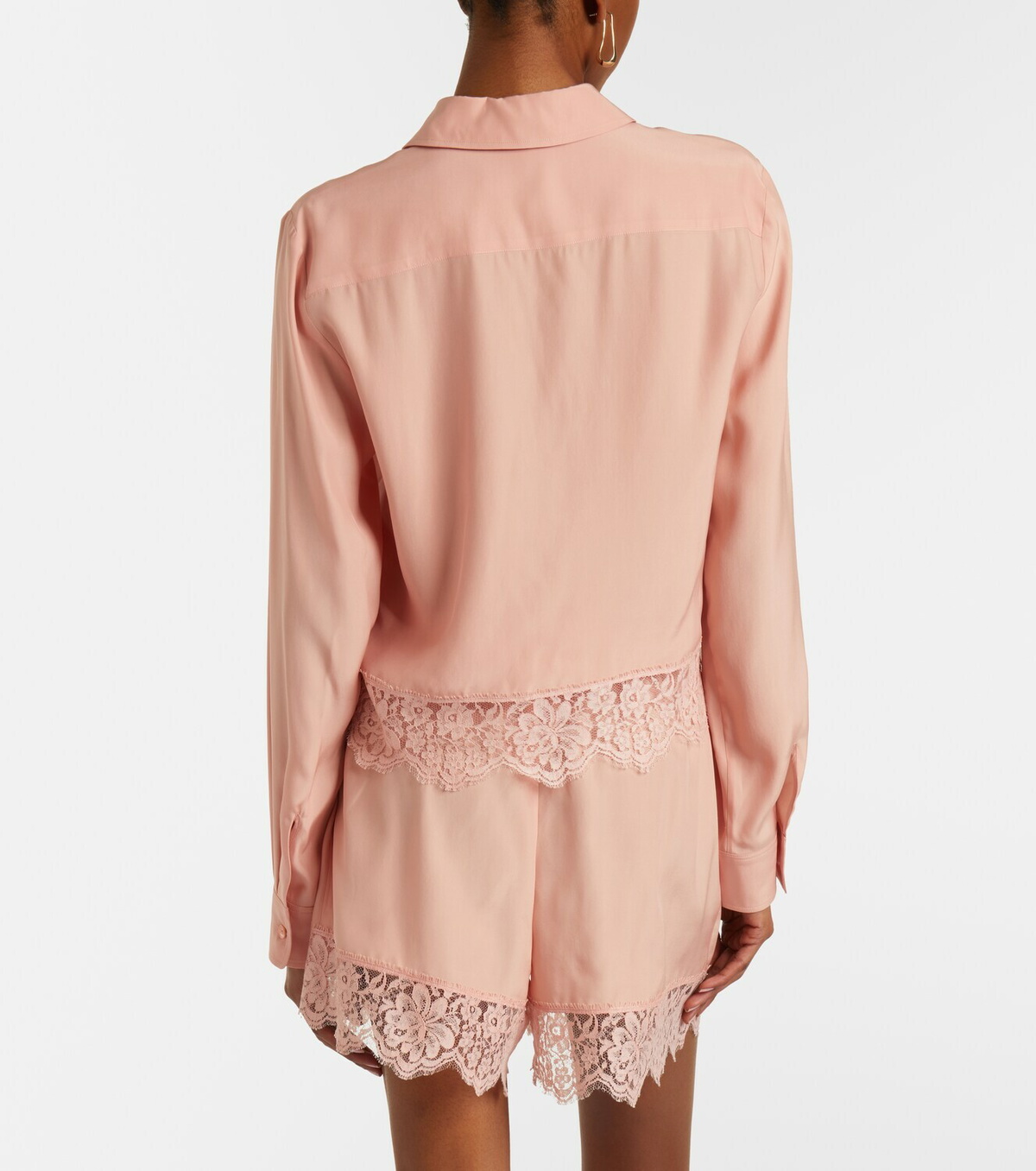 Stella McCartney Floral lace-trimmed silk shirt