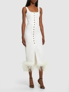 ALESSANDRA RICH - Velvet Midi Dress W/ Feathers