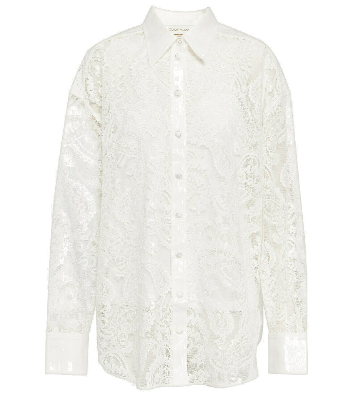 Lace Short Sleeve Button Up Shirt | Express