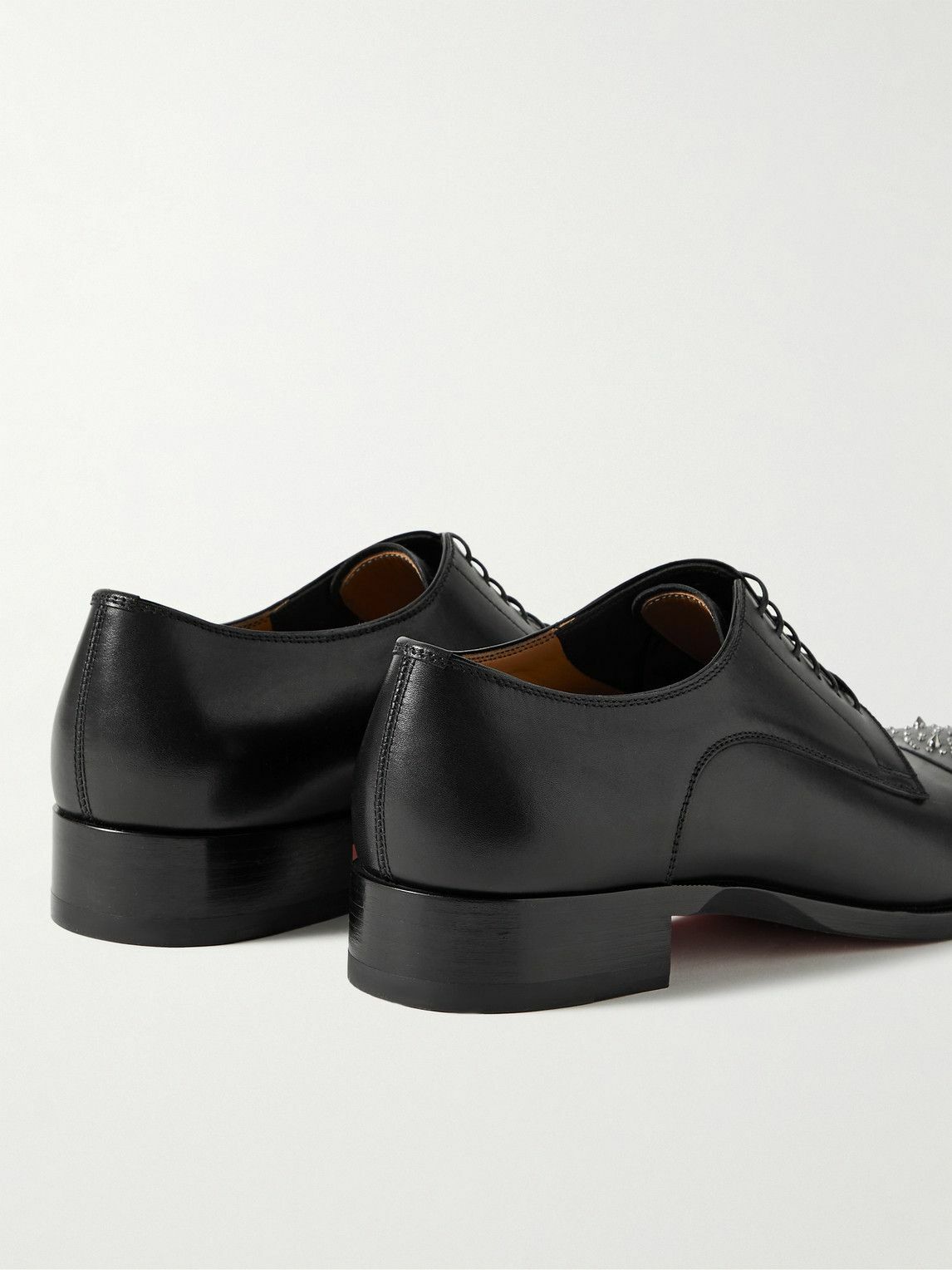 Christian Louboutin - Maltese Studded Leather Derby Shoes - Black ...