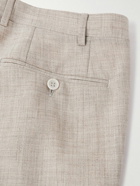 Canali - Straight-Leg Pleated Wool, Silk and Linen-Blend Trousers - Neutrals