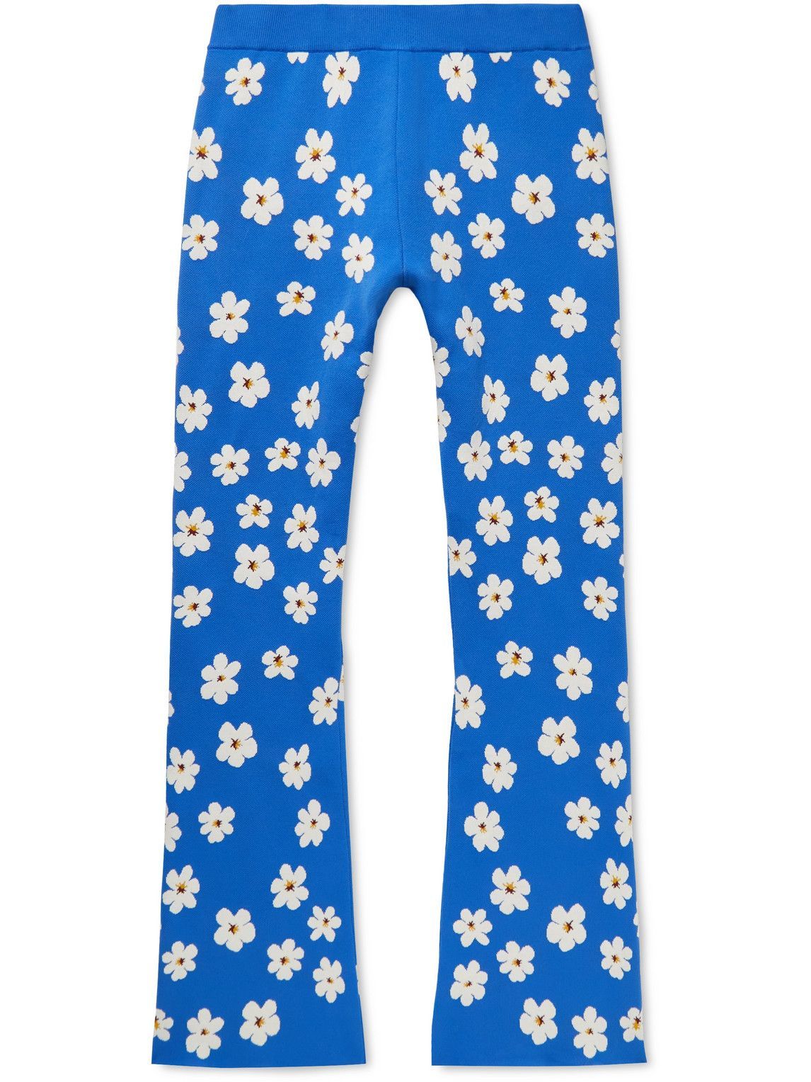 Marni - Slim-Fit Bootcut Floral-Jacquard Trousers - Blue Marni