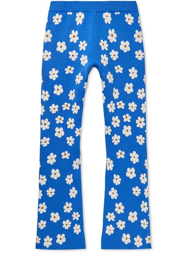Photo: Marni - Slim-Fit Bootcut Floral-Jacquard Trousers - Blue