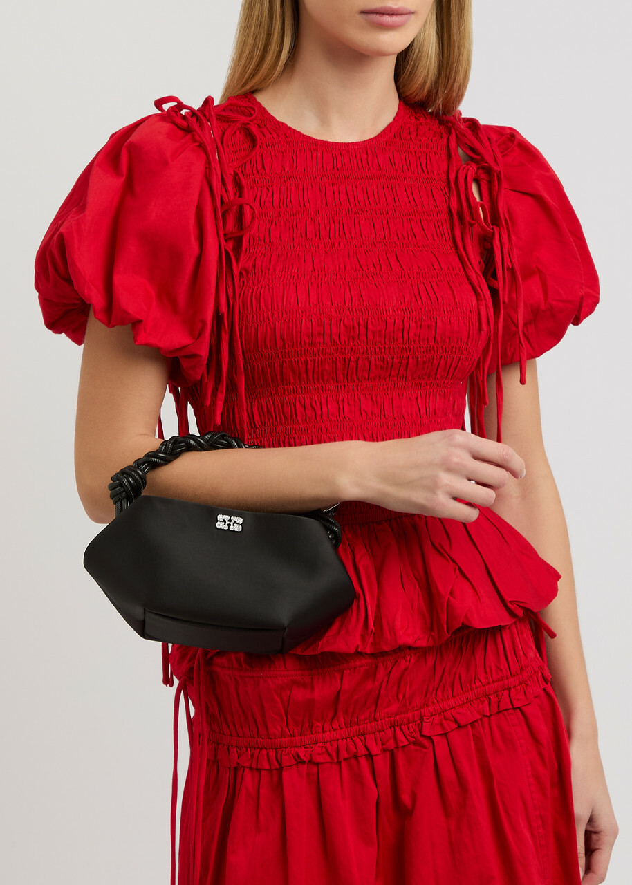 ショルダーバッグ GANNI Occasion Ruched Top Handle Bag Ganni Occasion Top Handle Knot Bag - Vibrant Orange | Garmentory