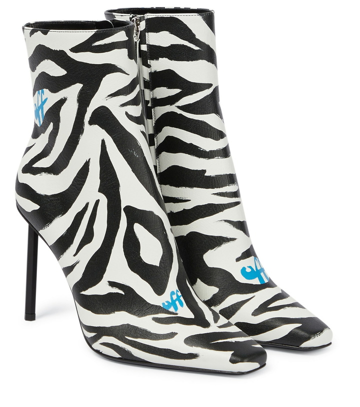 Photo: Off-White - Allen zebra-print leather ankle boots