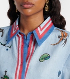 Alémais Printed belted linen shirt dress
