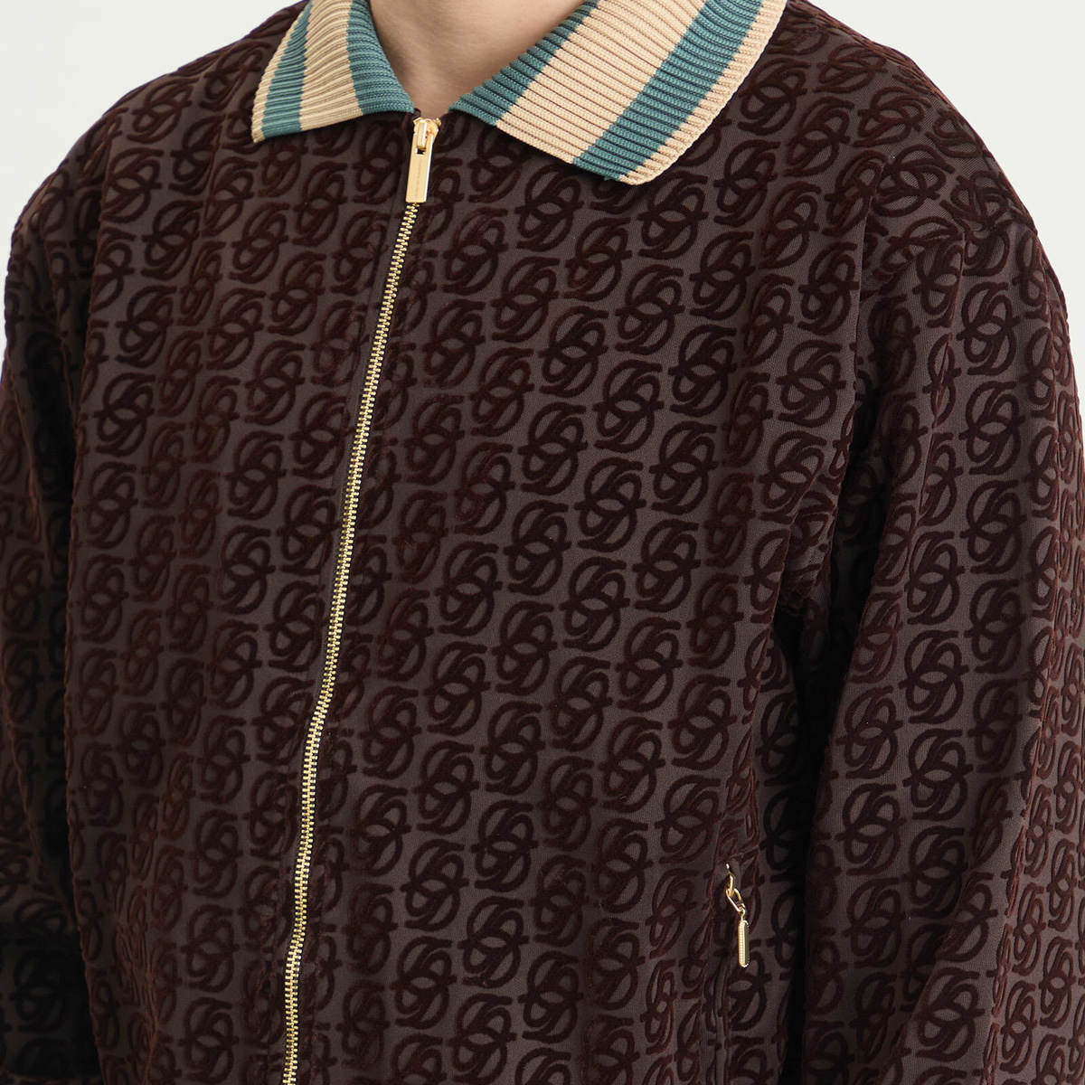 Drôle de Monsieur Men's Drole De Monsieur Monogram Tracksuit Jacket in Dark Brown