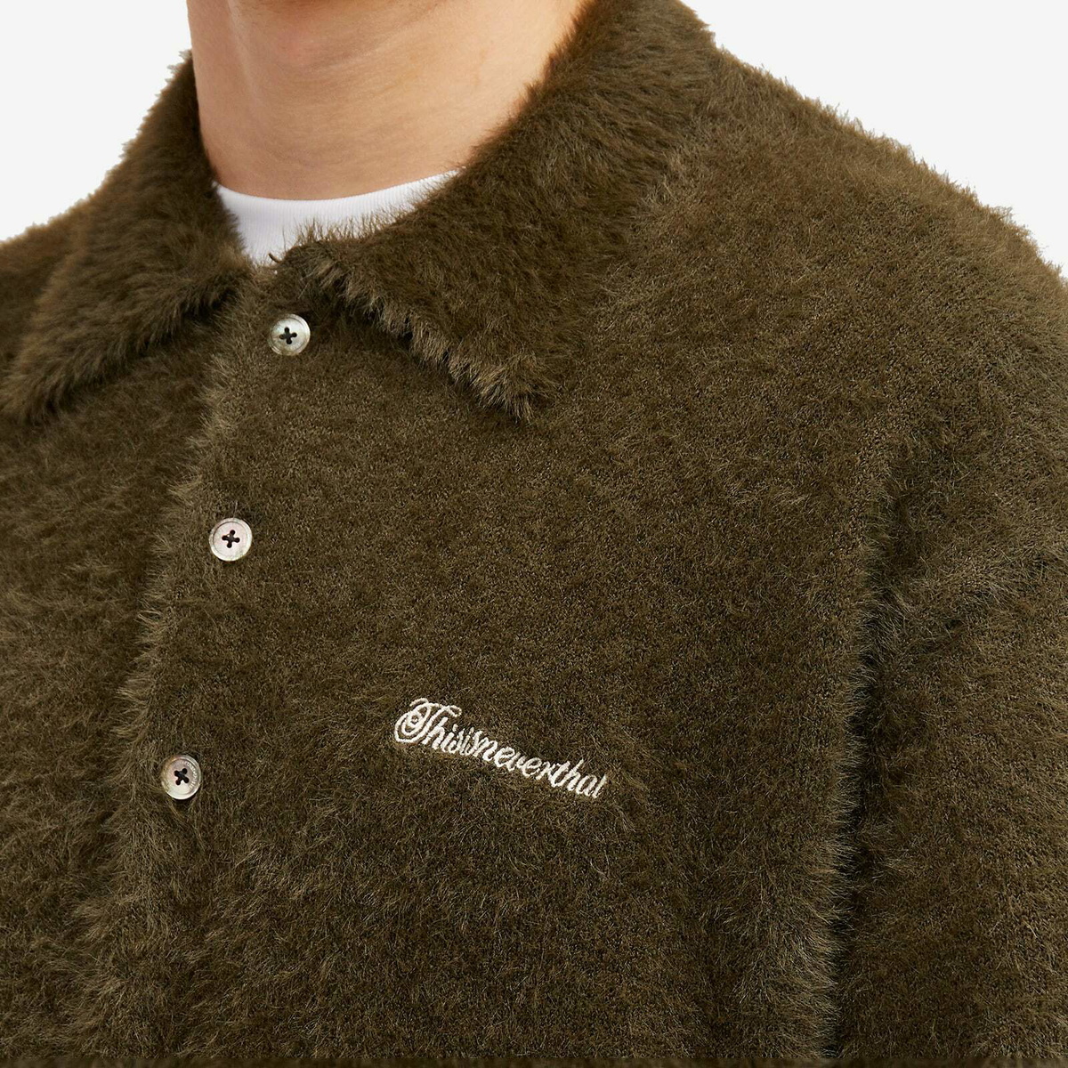 thisisneverthat Men's Knit Polo Shirt in Olive