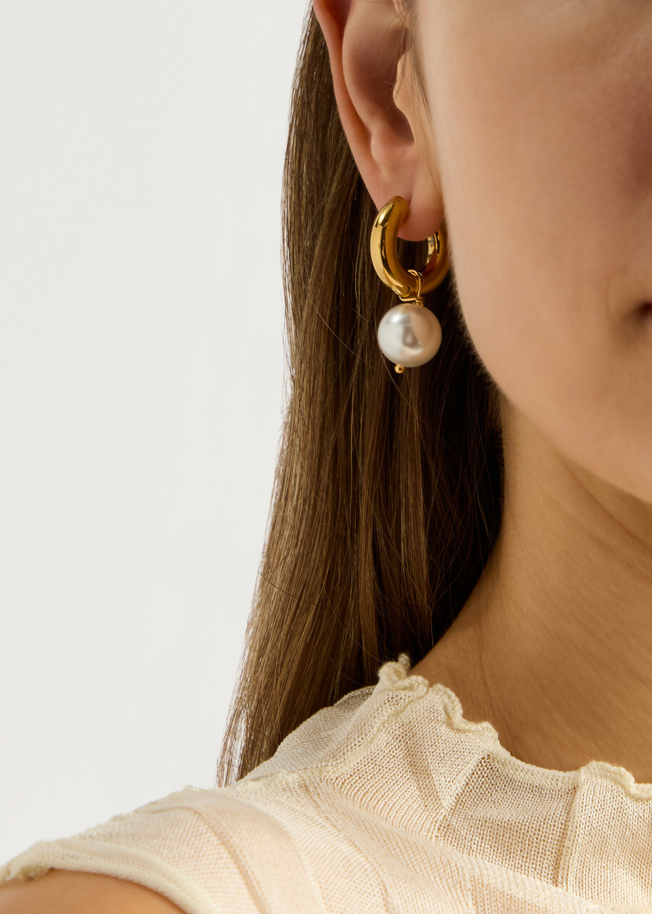 Timeless Pearly Pearl 24kt Gold-plated Hoop Earrings - One Size