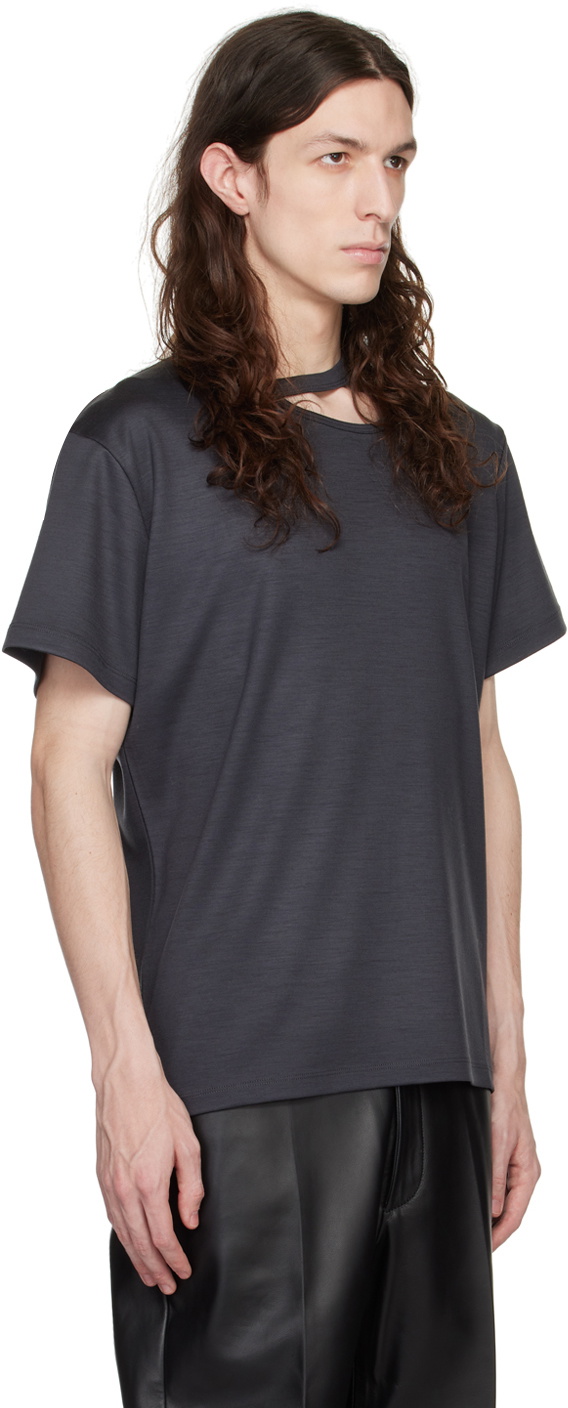 LGN Louis Gabriel Nouchi Gray Asymmetrical Opening T-Shirt