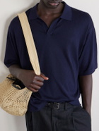 Officine Générale - Pele Jacquard-Knit Lyocell and Wool-Blend Polo Shirt - Blue