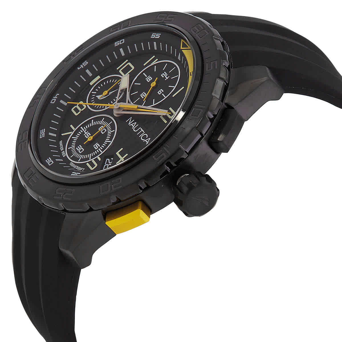 Nautica Orologio Uomo NAPNSS305 – Cronografo 47mm Acciaio Riciclato Nero – Cinturino Silicone