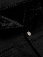 Mastermind World - Logo-Embroidered Faux Shearling-Lined Denim Hooded Jacket - Black