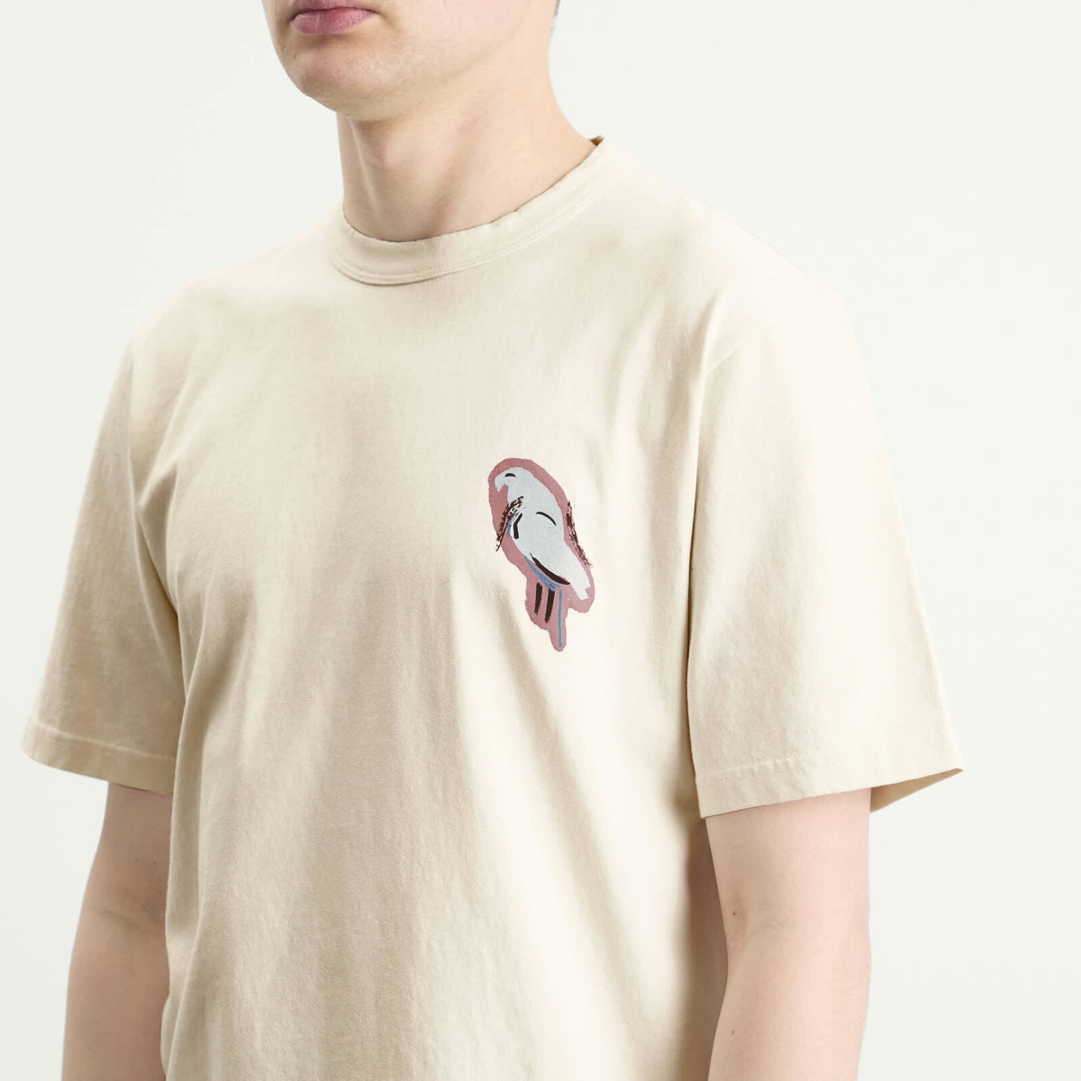 Folk Men's Relaxed T-Shirt in Ecru Parrot Print