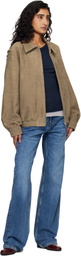 TONYWACK Tan Goat Suede Relaxed Bomber Jacket