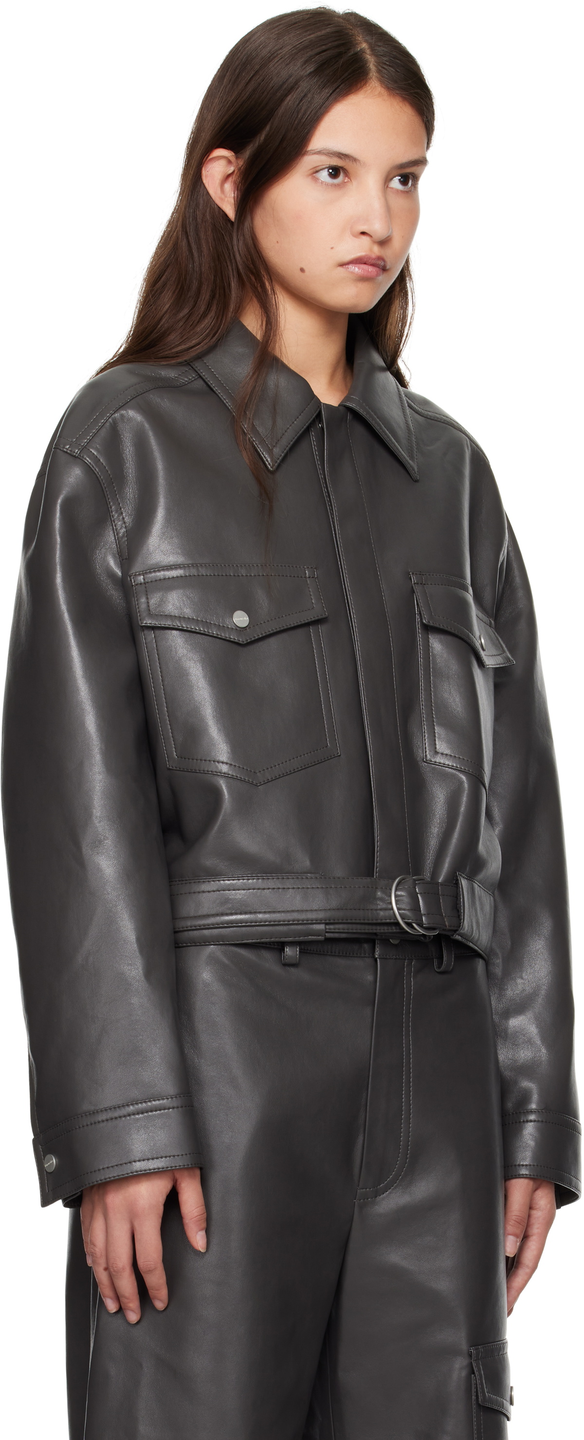 Nanushka Green Zaria Leather Jacket