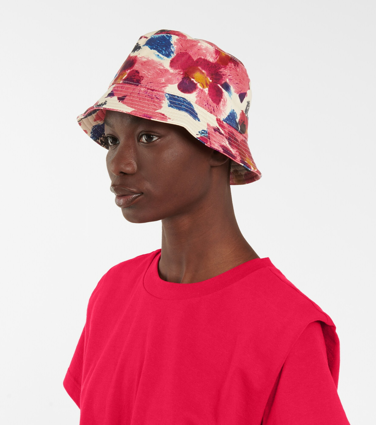 Isabel Marant Haley Bucket Hat Black Floral Reversible Haley Hat Woman ecru and black | ISABEL MARANT Official  main image 2
