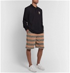 Burberry - Shell-Trimmed Striped Fleece Drawstring Shorts - Brown