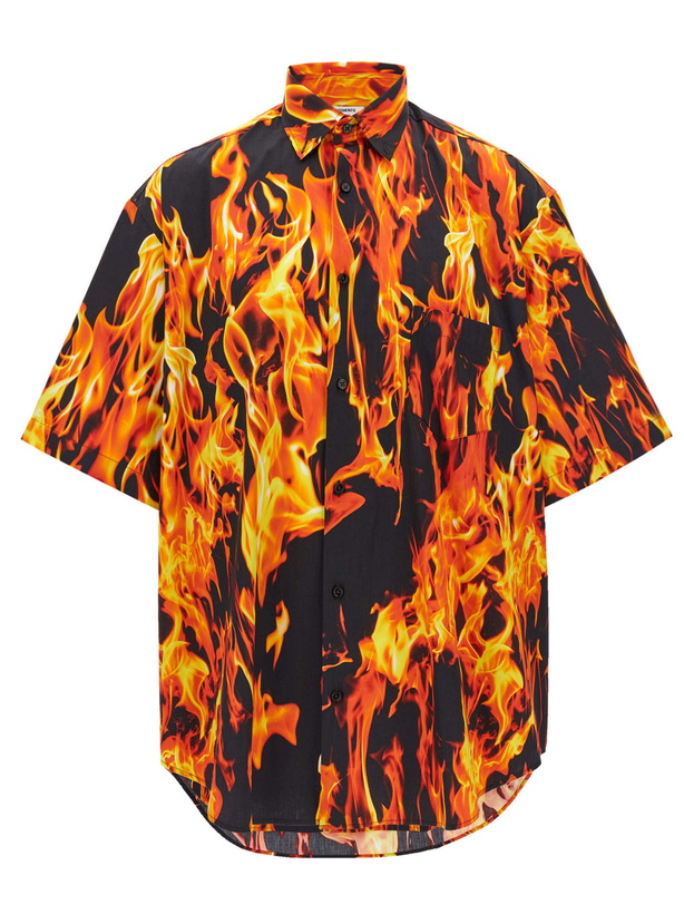 Photo: VETEMENTS black &amp; Orange Fire Shirt