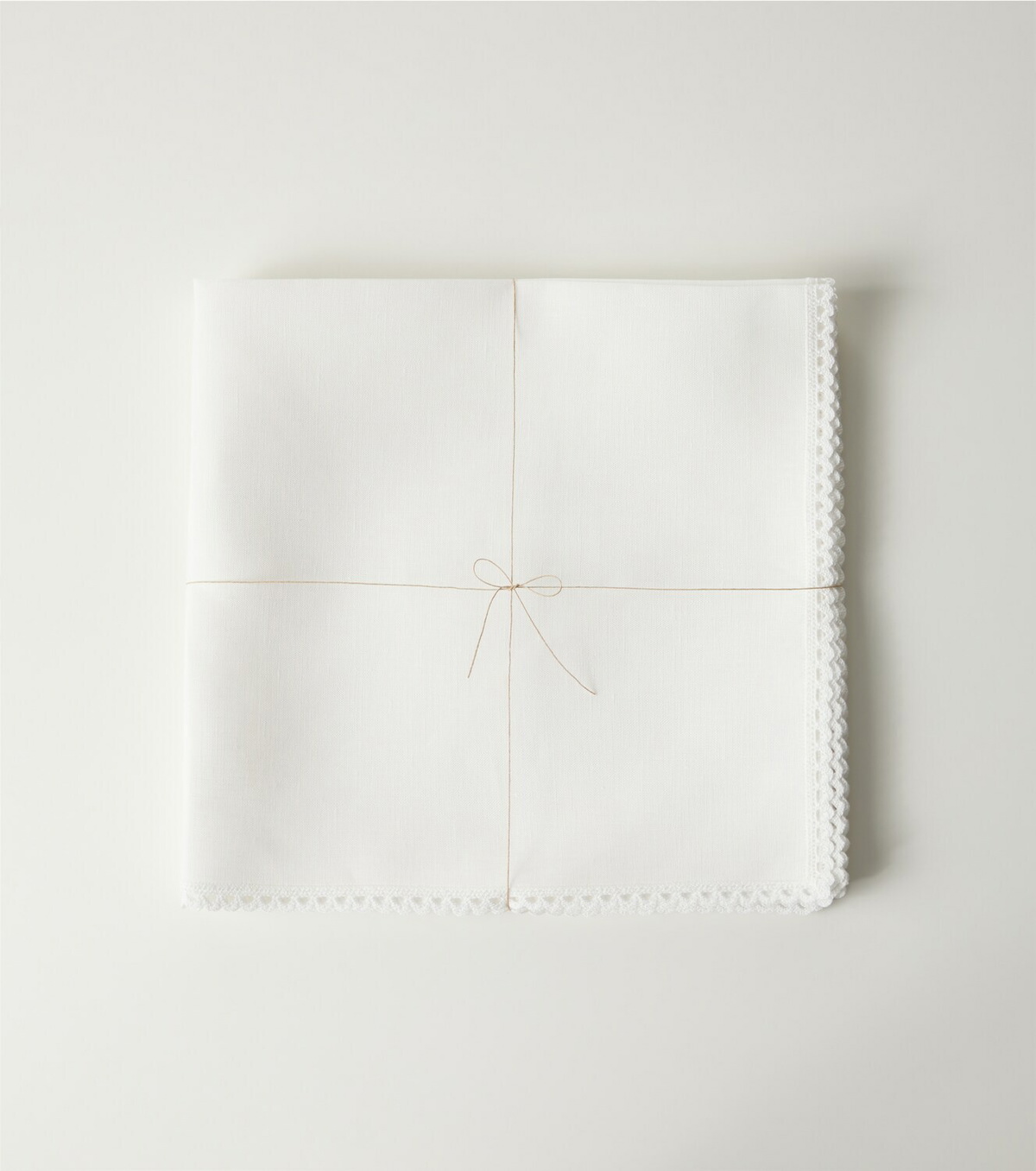 Once Milano Set of 4 lace-trimmed linen napkins