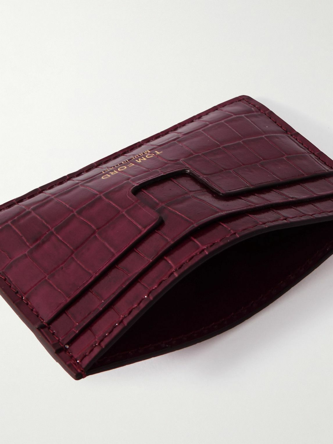 【関税&送料込】Tom Ford Leather Cardholder With Croco Effec TOM FORD Croc-Effect Leather Cardholder for Men | MR PORTER
