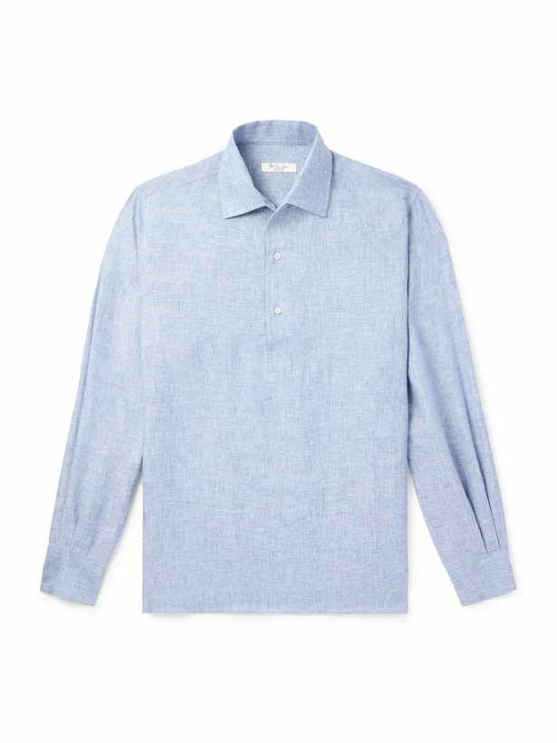 Photo: Loro Piana - André Linen Half-Placket Shirt - Blue