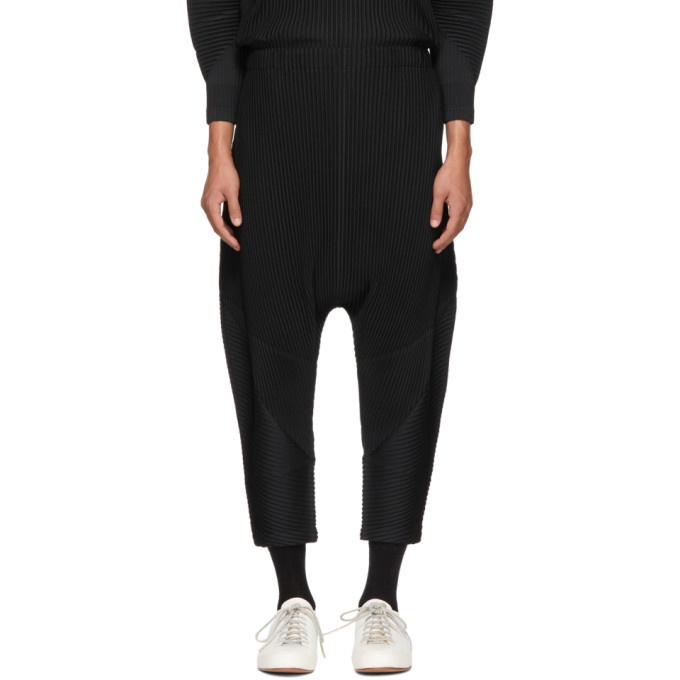 Photo: Homme Plisse Issey Miyake Black Curved Pleats Trousers