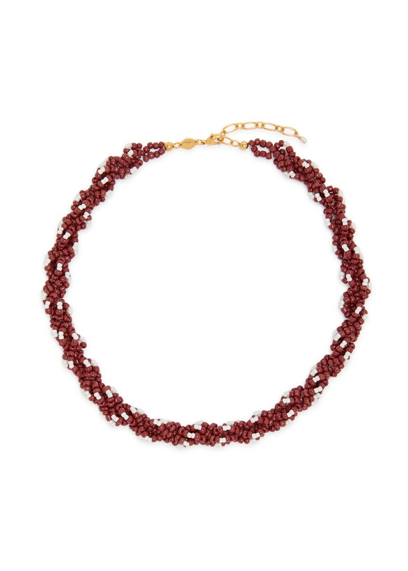Photo: Anni LU Rodeo 18kt Gold-plated Beaded Necklace - Burgundy - One Size