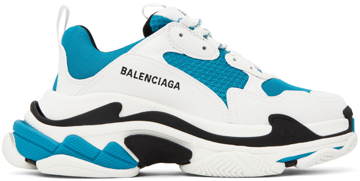 Photo: Balenciaga White & Blue Triple S Sneakers