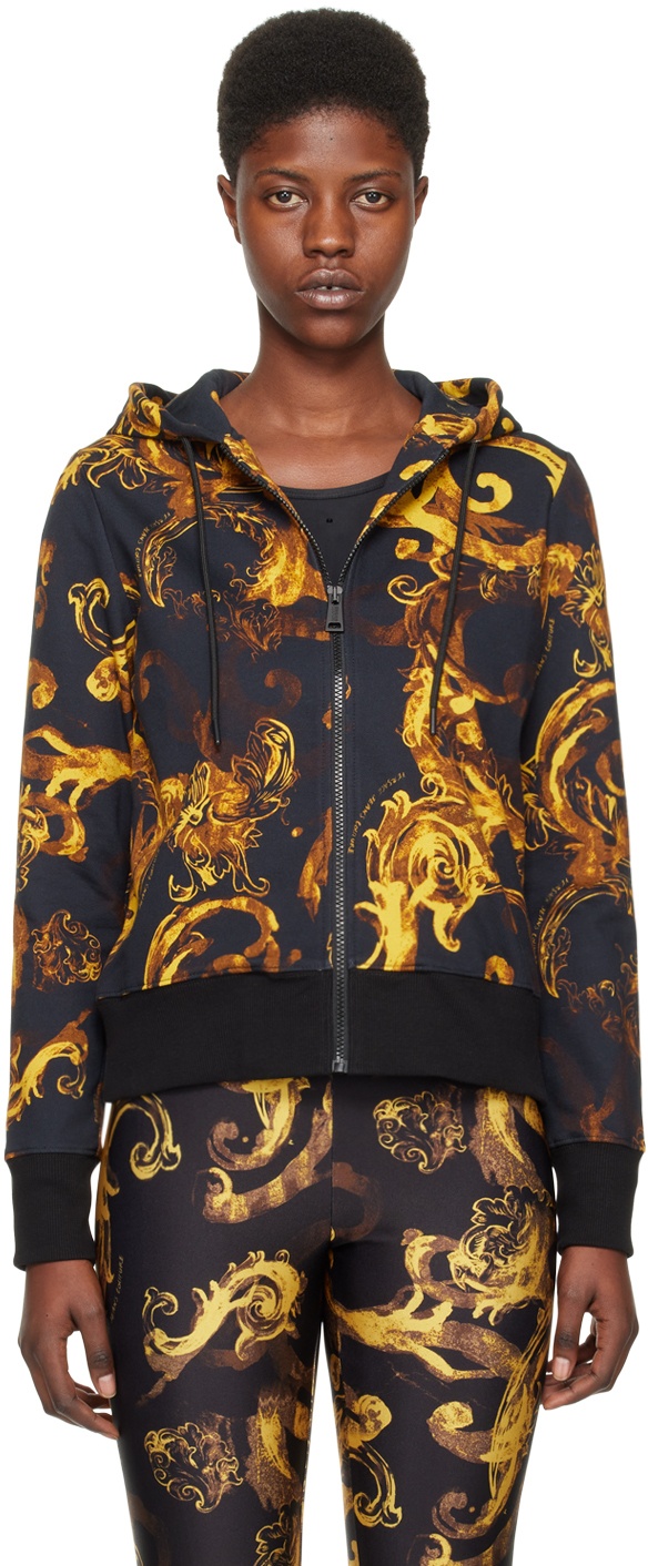 Versace Jeans Couture Watercolor Couture-print hoodie - Black