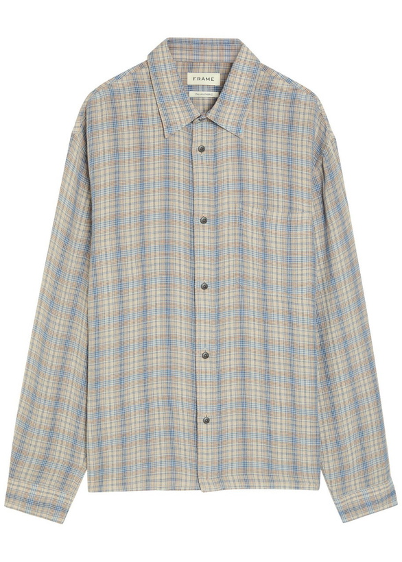 Photo: Frame Plaid Woven Shirt Blue